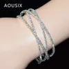 Brazalete Ins Moda Bling Crystal Doble Cruz Brazalete Pulsera Joyería Nupcial Rhinestone Abierto Brazalete Pulsera Joyería de boda de lujo R231205