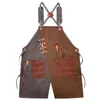 Aprons Chef Apron Denim Canvas Cross Back Adjustable Apron with Pockets Kitchen Cooking Baking Bib Apron Men's Kitchen Apron 231204