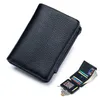 Wallets Coin Purse Genuine Cow Leather Trifold Short Wallet Fashion Soft Cowhide Multi Card Holders Zipper Pocket Woman Clutch Purses