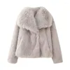 Cappotto artificiale da donna in pelliccia autunno/inverno, colletto polo, moda, manica lunga, caldo, trendy e street style