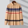 Men's Polos Top Grade Fashion Designer Brand Simple Mens Polo Shirt Trendy With Long Sleave Stripped Casual Tops Men Clothes 231205