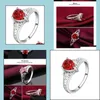 Anel solitário para mulheres, zircônia cúbica, china, atacado, cristal de casamento, vermelho, diamante, pedras preciosas, joias para entrega, dhexn