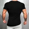 Costumes pour hommes A2948 Mens Fitness T-shirt serré Coton Slim Fit T-shirt Hommes Bodybuilding