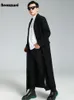 Мужское шерстяное нерадзурри, осенне-зимнее длинное мягкое черное теплое шерстяное пальто для мужчин, свободное повседневное корейское модное пальто 2023, смешанное пальто 231205
