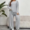 Zweiteilige Damenhose 3XL 4XL Plus Size Damenbekleidung Zweiteiliger Anzug Unregelmäßige Fransen Langarmoberteil lockere Hose mit weitem Bein 231204