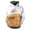 Kvinnors hoodies 2023 3D Guinea Pig Print Hoodie Animal Pattern Sweatshirt Casual Loose Fashion Par Pullover