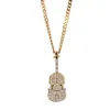 Hip Hop Bijoux La Forme De Violon Clair T CZ Zircons Pendentif Collier Plaqué Or avec Chaîne pour Hommes Femmes Joli Amant Cadeau Rappeur J173J