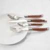 24pieces Laguiole Cutlery Set Wood Handle Tabellery Rostfritt stål Stek Knivar Trä japanskt servis kök Accessoreis X0303J