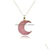 Pendant Necklaces Fashion Moon Druzy Drusy Necklace Gold Plated Geometry Faux Natural Stone Resin For Women Jewelry Drop Delivery Pen Dhoel