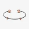 100 ٪ 925 Sterling Silver Rose Gold Moments Snake Chain Style Open Bangle Fashion Completing Jewelry Aceessories Making For204s