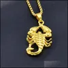 Pendant Necklaces Hip Hop Rock Necklaces Men Animal Stainless Steel Scorpion Pendant Gold Chain For Fashion Jewelry Drop Delivery Jewe Dhcqb