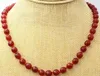 Chaînes Bijoux de mode Magnifique collier de pierres précieuses à facettes rondes en jade rouge naturel de 8 mm
