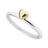 Cluster Rings Puzzle Heart with Light Yellow Gold Color Authentic 925 Sterling-Silver-Jewelry186s