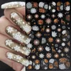 Autocollants 3D or blanc neige pour ongles, 1 pièce, géométrie de noël, feuilles, flocon de neige, paillettes, feuilles coulissantes, décorations artistiques, 231204