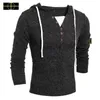 Ny designer Europe och USA Stone Man Island Slim-Fit Hoodie Jumper Solid Color V-Neck Sweater Fake Two