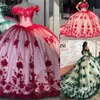 Czerwona księżniczka Off the ramion Ball suknia Quinceanera sukienka z koraliki urodziny lawenda vestidos de novia Appliques ukończenie sznurka