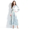 Paisley Floral Party Boho Maxi Dress Robe Long Sleeve Woman Designer V-Neck Slim High midjesemester Loose Big Swing Dresses 2023 Spring Fall Elegant Fit Runway Frocks