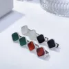 Womens Silver Earrings Stud Stainless Clover Elegant for Woman Steel Titanium Classic 4 Color Top Quality192q
