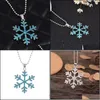 Pendant Necklaces Snowflake Crystal Necklace 3D Movie The Snow Queen Statement Pendant Drop Delivery Jewelry Necklaces Pendants Dhj1D