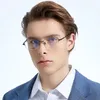 Okulary przeciwsłoneczne ramy biznesowe bzdury okulary tytanowe ramy niestandardowe krótkowzroczne hiperopiczne prostokąt soczewki Pół męskie ultralekkie okulary na receptę