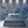 3D-Tapete, dreidimensionales Relief, Lotusteich, Mondlicht, Wohnzimmer, Hintergrund, Wanddekoration, Malerei276Y