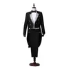 Men's Suits Blazers Tailcoat Suits Men Vest Jacket White Tail Coat Chorus Tuxedo Floral Stage Costume Singer Performer Magician Host Outfits 231205