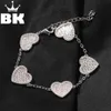 Kedja The Bling King Vintage Fashion Baguette CZ Hjärtarmband för kvinnor som isas ut kubiska zirkon 5 Charms Link Luxury Jewelry 231205