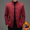 Vêtements ethniques Haut de gamme Sinicism Tang Costume Veste pour hommes Ajouter Pile Épaississement Traditionnel Chinois Zhongshan Cadran Boucle Manteau Rembourré En Coton