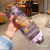 Waterflessen Kawaii Fles 2 Liter Sport Motiverend met Rietje Tijdmarkering Plastic Bekers Drinkgerei Grote Capaciteit Termos 231205