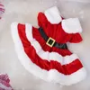 Dog Apparel Christmas Dresses Red Skirts Bow Tie Holiday Party Costume For Puppy Chihuahua Yorkie