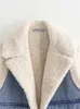 Kamizelki damskie Trafza Women Faux Sheepskin Fur Futro jesienne Zima szykowna kamizelka dżinsowa kamizelka kamizelka bez rękawów V Kurtka kamizelki 231204