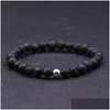 Bracciale con perline in pietra lavica nera naturale con perline da 6 mm Fai da te Aromaterapia Diffusore di olio essenziale per le donne Braccialetti con consegna di goccia Dh95T