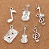 Nota tema musicale Treble clef ottavo chitarra perle 120pcs Lot antiched Silver pendenti gioielli fai -da -te lm41317k