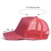 Ball Caps Glitter Trucker Hat Solid Color Trendy Fluorescent Baseball Mesh Breathable Sunshade Dad For Women