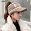 Ball Caps Winter Fashion Warm Knitted Hat Women Cold-proof Windproof Bonnet Earmuffs Casual Outdoor Sport Empty Top Letter Baseball