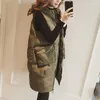 Kvinnors västar Volalo bomullsskadad Vest Outwear Lightweight Women Stylish Hooded Sleeveless Coat med fickor Vintern väst