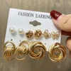 Pearl Twist Vlinder Acryl Dangle Hoop Earring Set voor Vrouwen Metalen Holle Vergulde Oorbellen Sieraden