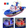 Bath Toys Electric Marine Rescue Boat Toy Toy-Lipting Fire-Loat Foat Toy مع ألعاب الضوء والصوت تضيء للأطفال 231204