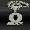 Pendanthalsband Hip Hop Big Crystal Letter Q -halsband med Iced Out Bling 13mm Bredd Miami Cuban Chain Fashion Charm smycken Dro192L