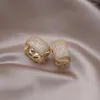 Hoop Earrings 2023 South Korea Design Fashion Jewelry 14K Gold Plated Luxury Square Zircon Elegant Women's Daily Work Accessories