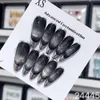 False Nails Handmade Y2K Press On Long Almond Punk Luxury Star återanvändbart lim Black Full Cover Nail Tips Art 231204