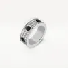 Высокое издание Черные керамические кольца любви Обручальное кольцо Женщины Мужчины Маркировка винтов 3 ряда с алмазным покрытием Титановая сталь 316L Дизайнер Jewel2447