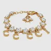 Designer Crystal Link Bracelet Cuff Bangle Men Women Gold Color Stainless Steel Jewelry Unisex High Quality Hip-hop Bracelets286Y