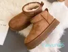 Ultra Mini Boot Designer Australian Platform Boots for Men Real Leather Warm Ankle Fur Booties豪華な靴ファッションタイド風が強い