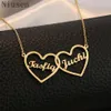 Twee harten ketting aangepaste twee naam kettingen gepersonaliseerde sieraden paren ketting minnaar man vrouw naam Valentijnsdag G246m