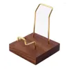 Jewelry Pouches Walnut Display Stand Mineral Easel Holder For Coral Geodes Rock Agate Small Collectibles280R