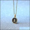 Pendant Necklaces Plated Stainless Steel Lnitial Letter Black Oil Pendant Necklace Accessories For Unsiex Fashion Trend Jewelry Drop D Dhcez
