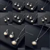 Boucles d'oreilles Collier Bijoux De Mariage Ensemble Pour Femmes Strass Papillon Imitation Perle Boucles D'oreilles Collier Ensembles De Fête Livraison Directe Jewe Dhmk6