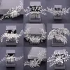 Frauen Haarkämme Hochzeit Haarschmuck Tiara Perle Strass Silber Farbe Braut Haarschmuck Blüte Schmuck Stirnband X0201j