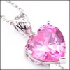 Pendant Necklaces Top Sale New Fashion Brand Christmas Day Gift Jewelry Heart Red Garnet Pink Kunzite Gems 925 Sier Necklaces Womans Z Dhe64